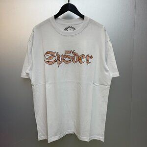 Men's Sp5der Printed Round Neck White Short Sleeves